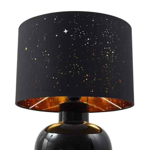Lindby bordlampe Arved, svart, tekstil, keramikk, 46 cm| Bordlamper