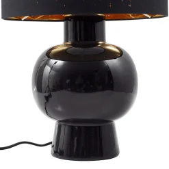 Lindby bordlampe Arved, svart, tekstil, keramikk, 46 cm| Bordlamper