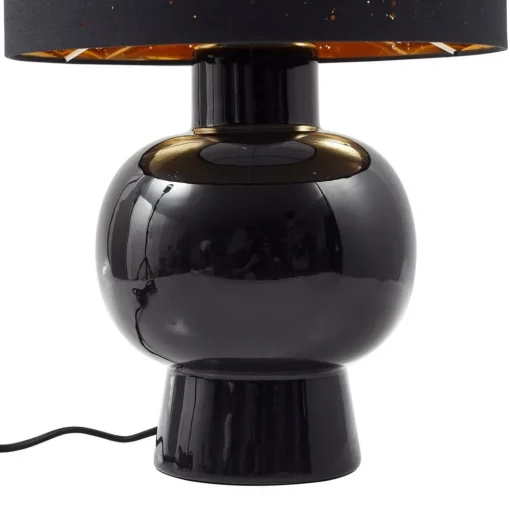 Lindby bordlampe Arved, svart, tekstil, keramikk, 46 cm| Bordlamper