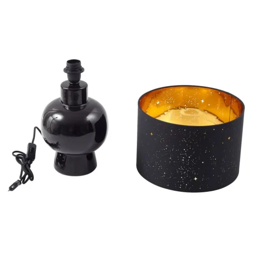 Lindby bordlampe Arved, svart, tekstil, keramikk, 46 cm| Bordlamper