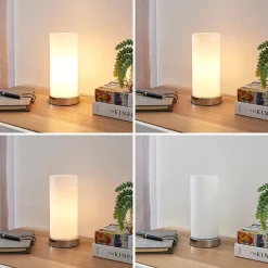 Lindby bordlampe Elianna, hvit, glass, 24 cm, dimbar, E14 Online