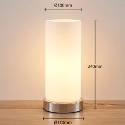 Lindby bordlampe Elianna, hvit, glass, 24 cm, dimbar, E14 Online