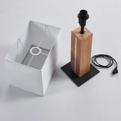 Lindby bordlampe Garry, 2 lyskilder, hvit, tre, 53 cm, E27 Clearance