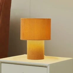 Lindby bordlampe Jone, lysebrun, tekstil, 30 cm høy, E27 Sale