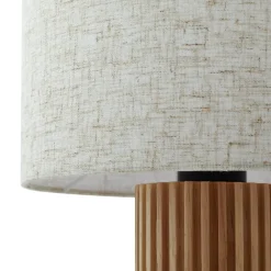Lindby bordlampe Kimiko, høyde 38 cm, tre, tekstil| Bordlamper