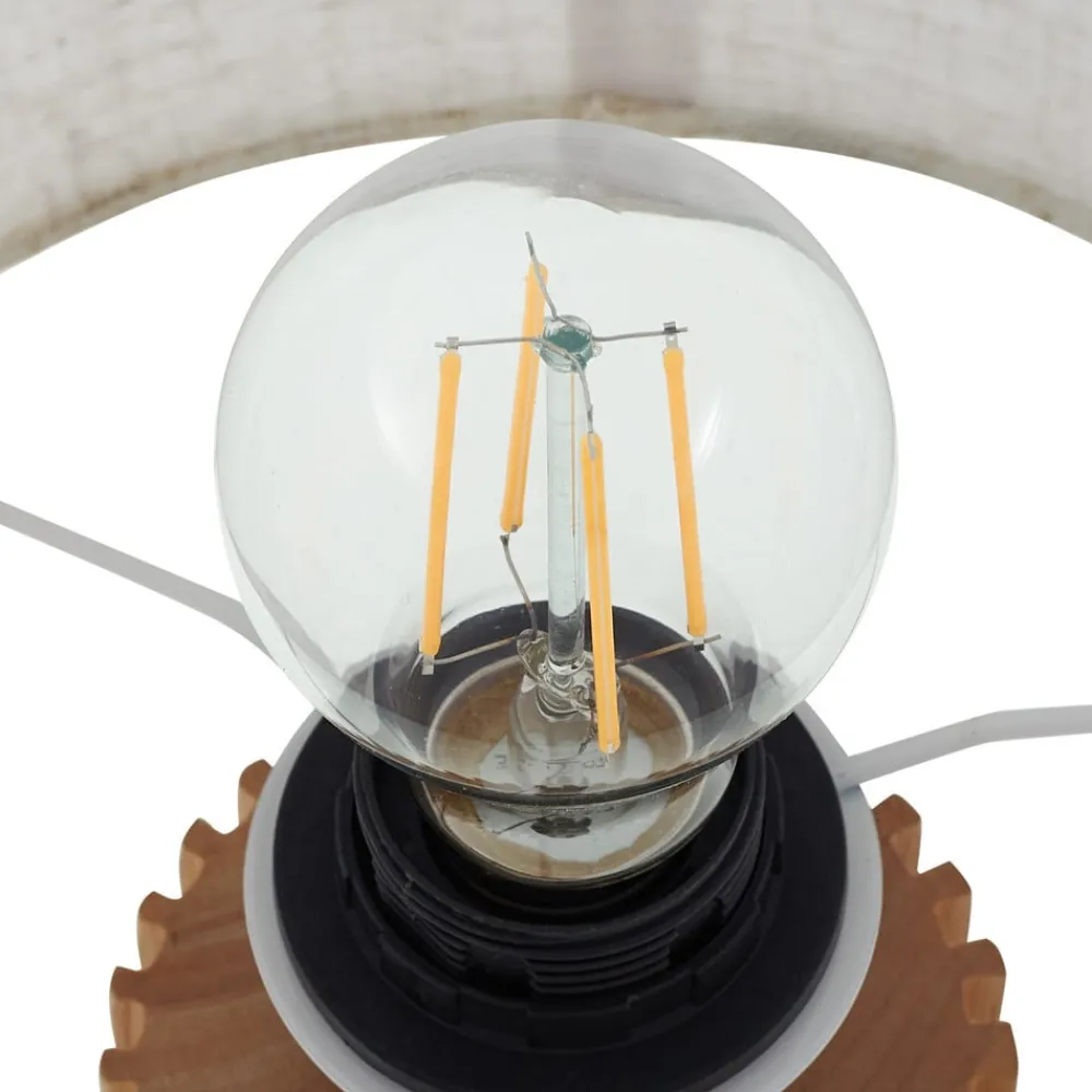 Lindby bordlampe Kimiko, høyde 38 cm, tre, tekstil| Bordlamper