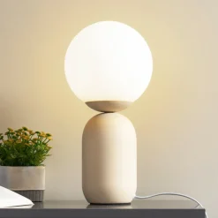 Lindby bordlampe Lennes, beige, glass, Ø 20 cm| Bordlamper