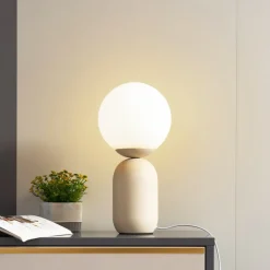 Lindby bordlampe Lennes, beige, glass, Ø 20 cm| Bordlamper