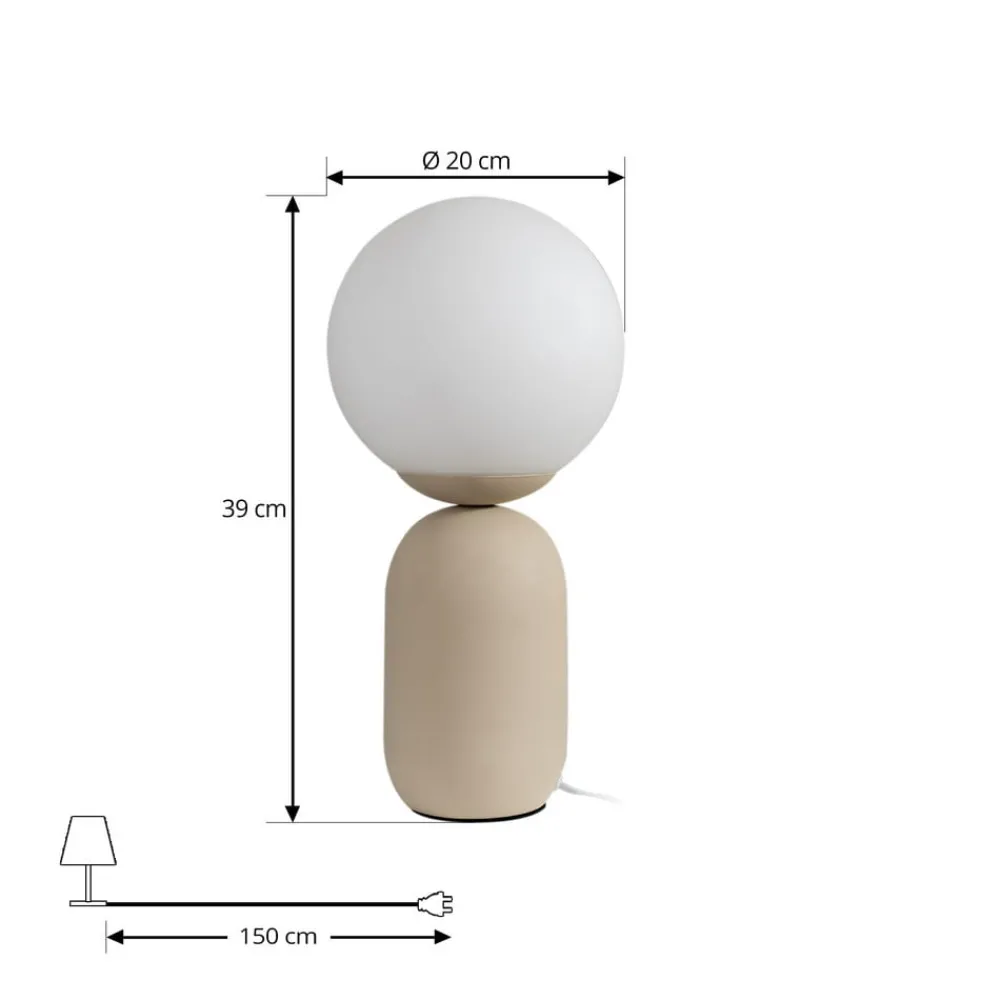 Lindby bordlampe Lennes, beige, glass, Ø 20 cm| Bordlamper