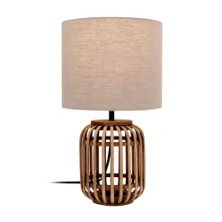 Lindby bordlampe Marzanna, grå, bambus, 42,5 cm, E27| Bordlamper