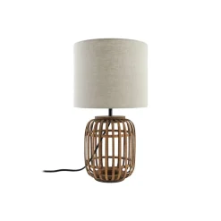 Lindby bordlampe Marzanna, grå, bambus, 42,5 cm, E27| Bordlamper