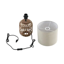 Lindby bordlampe Marzanna, grå, bambus, 42,5 cm, E27| Bordlamper