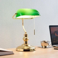 Lindby bordlampe Milenka, messing, høyde 39 cm, metall| Kontorbelysning|Bordlamper