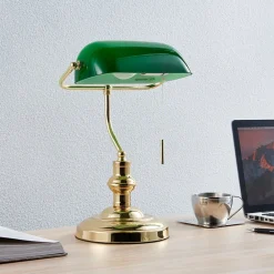 Lindby bordlampe Milenka, messing, høyde 39 cm, metall| Kontorbelysning|Bordlamper
