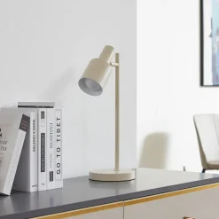 Lindby bordlampe Ovelia, beige, metall, E27| Kontorbelysning|Bordlamper