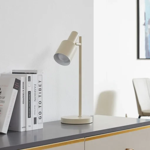 Lindby bordlampe Ovelia, beige, metall, E27| Kontorbelysning|Bordlamper