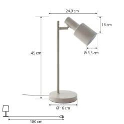 Lindby bordlampe Ovelia, beige, metall, E27| Kontorbelysning|Bordlamper