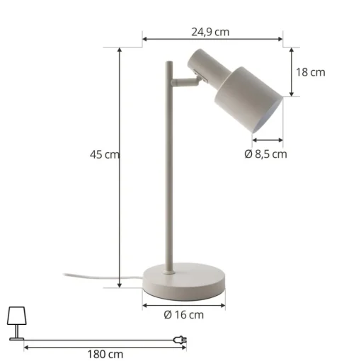 Lindby bordlampe Ovelia, beige, metall, E27| Kontorbelysning|Bordlamper