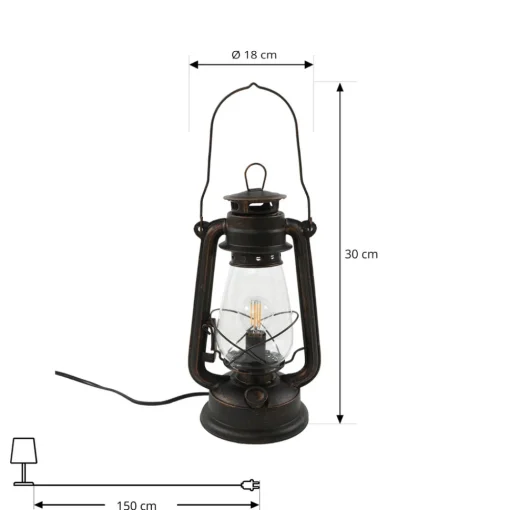 Lindby bordlampe Raisa, rustfarget, metall, lykt, E14 Discount
