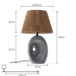 Lindby bordlampe Seasur, blågrå, keramikk, papir, 29 cm Online