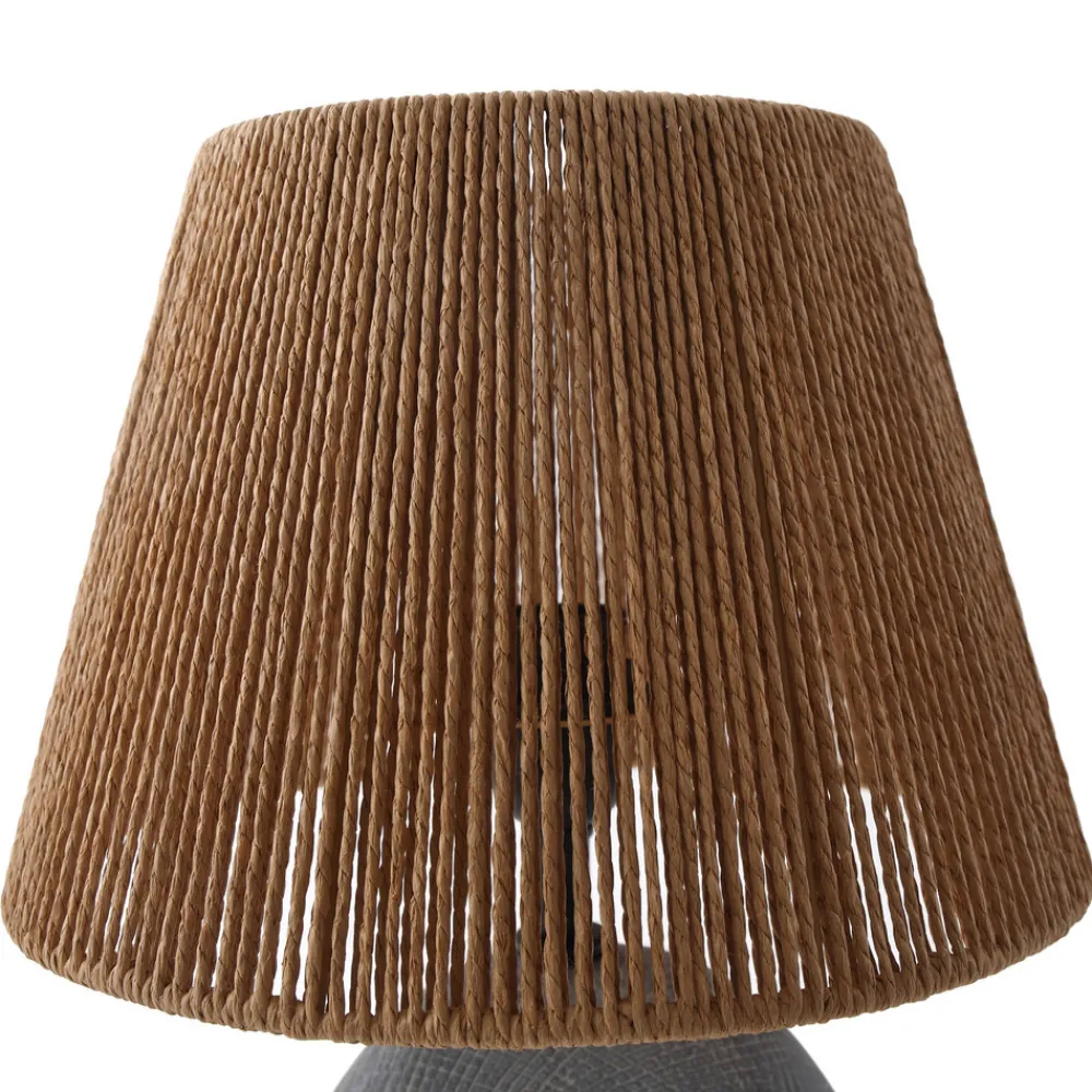 Lindby bordlampe Seasur, blågrå, keramikk, papir, 29 cm Online