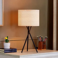 Lindby bordlampe Soula, Ø 26 cm, beige, plast, E27| Bordlamper