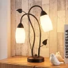 Lindby bordlampe Stefania, svart/gull, glass, E14, 40 cm| Bordlamper