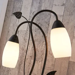 Lindby bordlampe Stefania, svart/gull, glass, E14, 40 cm| Bordlamper