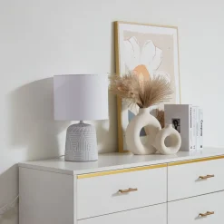 Lindby bordlampe Thalassia, hvit, Ø 26 cm, keramikk Best