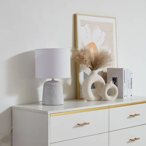 Lindby bordlampe Thalassia, hvit, Ø 26 cm, keramikk Best