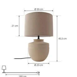 Lindby bordlampe Thalassia, beige, Ø 30 cm, keramikk| Bordlamper