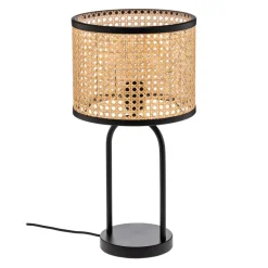 Lindby bordlampe Yaelle, 50 cm høy, rotting, svart, E27 Hot