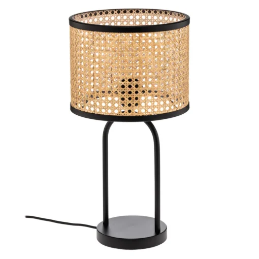 Lindby bordlampe Yaelle, 50 cm høy, rotting, svart, E27 Hot
