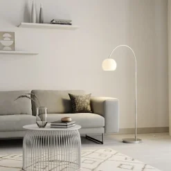 Lindby buelampe Cynthia, nikkelfarget, glass, 140 cm, E27 Best