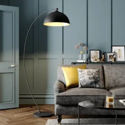 Lindby buelampe Jonera, svart, metall, E27, høyde 185 cm Clearance