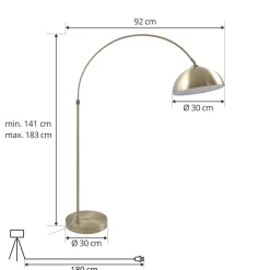 Lindby buelampe Lennar, antikk messing, metall, 183 cm Discount