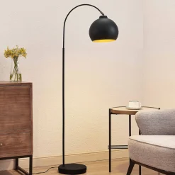 Lindby buelampe Minali, svart, metall, 148 cm høy, E27 Outlet