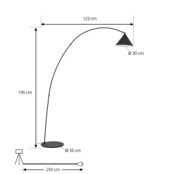 Lindby buelampe Triangolo, svart, høyde 195 cm, metall E27| Gulvlamper