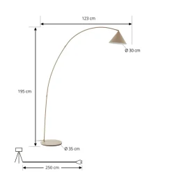 Lindby buelampe Triangolo, beige, høyde 195 cm, metall, E27