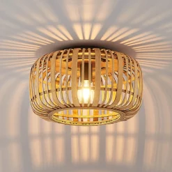 Lindby Canyana taklampe, natur, rotting, Ø 40 cm Discount