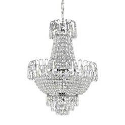 Lindby Casparia lysekrone, kromfarget, krystall, E14