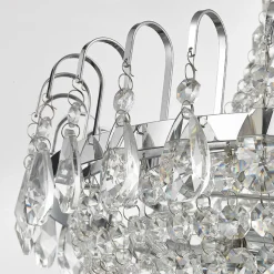 Lindby Casparia lysekrone, kromfarget, krystall, E14