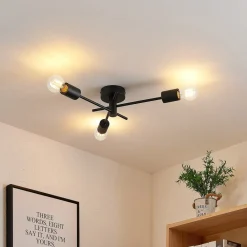 Lindby Cerros taklampe, 3 lyskilder, svart, metall| Design- Og Hotellbelysning|Taklamper