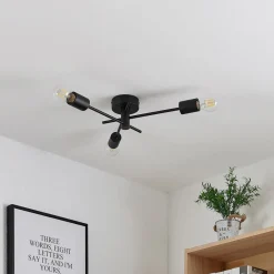 Lindby Cerros taklampe, 3 lyskilder, svart, metall| Design- Og Hotellbelysning|Taklamper