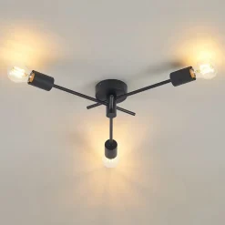 Lindby Cerros taklampe, 3 lyskilder, svart, metall| Design- Og Hotellbelysning|Taklamper