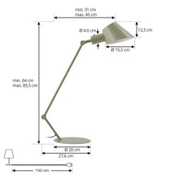 Lindby Corali bordlampe, lysegrønn, metall, høyde 64 cm Outlet