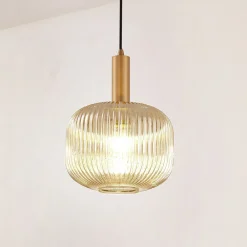 Lindby Doroteo hengelampe, 1 lyskilde, grå, glass Best