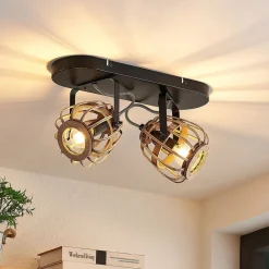 Lindby downlight Bominio, 36 cm, 2 lyskilder, tre, rotting| Spotter I Tak