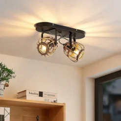 Lindby downlight Bominio, 36 cm, 2 lyskilder, tre, rotting| Spotter I Tak