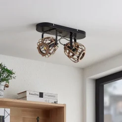 Lindby downlight Bominio, 36 cm, 2 lyskilder, tre, rotting| Spotter I Tak